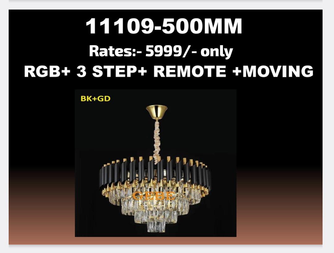 Moving Cristal Chandelier | Bluetooth & Speaker | Multi Colour Light Effect | Remote Control | 500MM Size - Luxury Lighting India