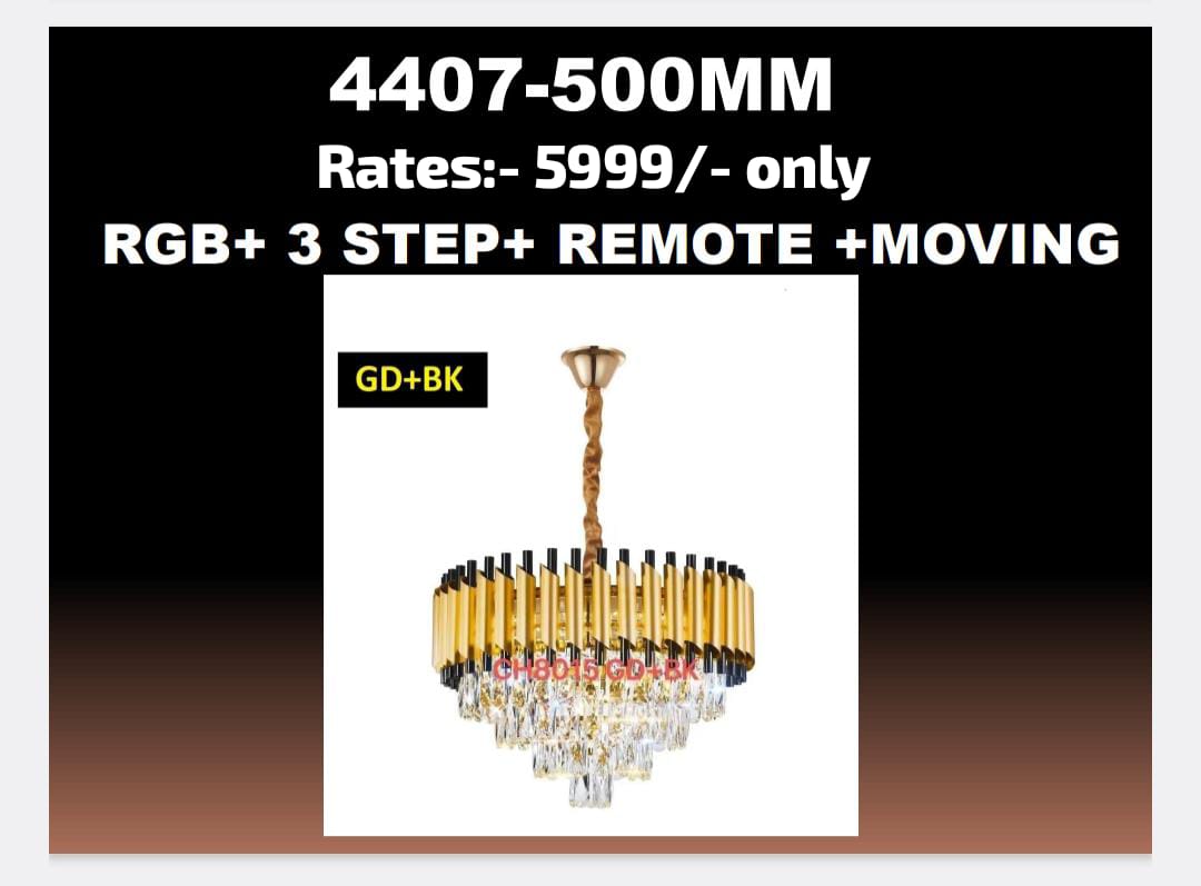 Moving Cristal Chandelier | Bluetooth & Speaker | Multi Colour Light Effect | Remote Control | 500MM Size - Luxury Lighting India